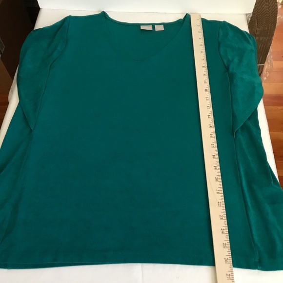 CHICO’S Travelers Flutter Sleeve V Neck Blouse Top Green Teal Size X-Large 16 - Picture 12 of 16